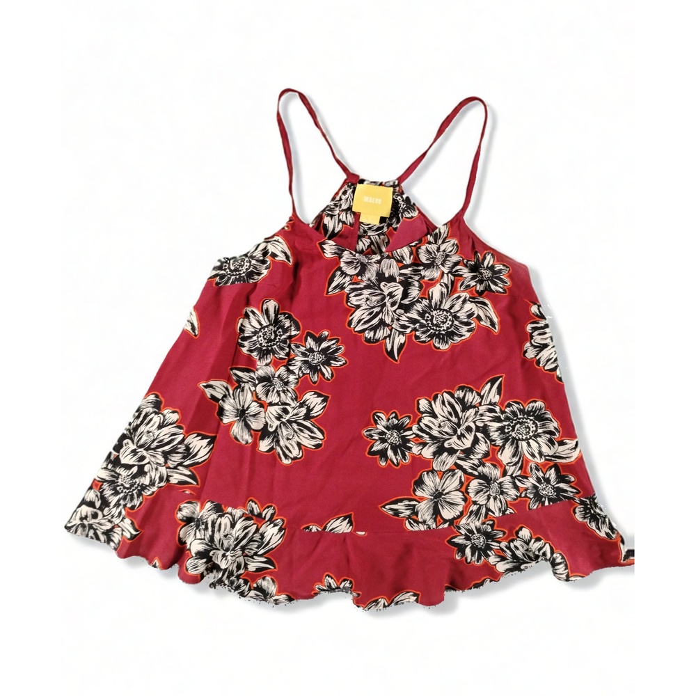 Maeve by Anthropologie Zebella Silk Floral Tank Top Size 6 Ruffle Sleeveless